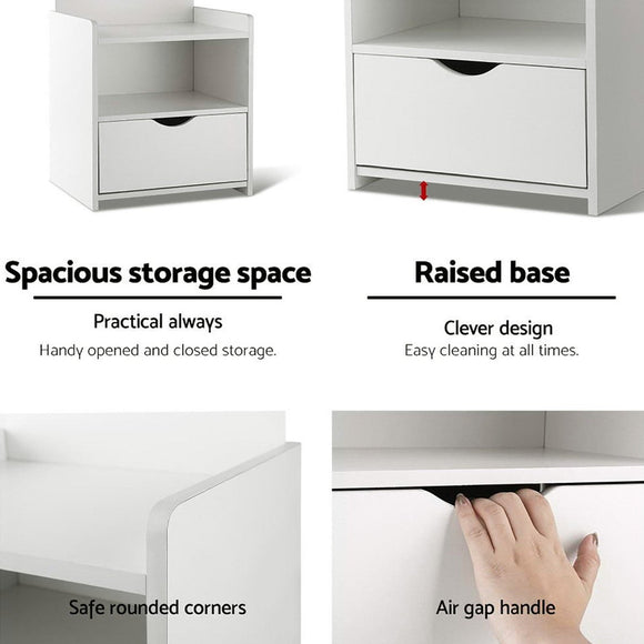 Artiss King Single Bed Frame and Bedside Table White - RnR Galore