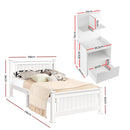 Artiss King Single Bed Frame and Bedside Table White - RnR Galore