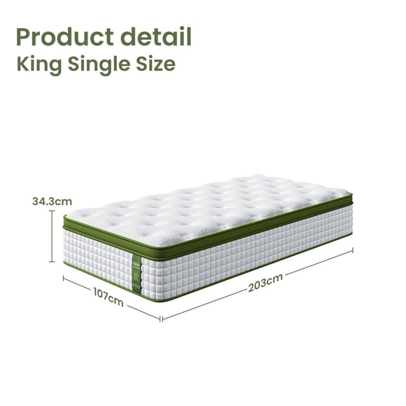 Artiss King Single Bed Set with BedStory Hybrid Mattress Upholstered Platform White Boucle Fabric - RnR Galore
