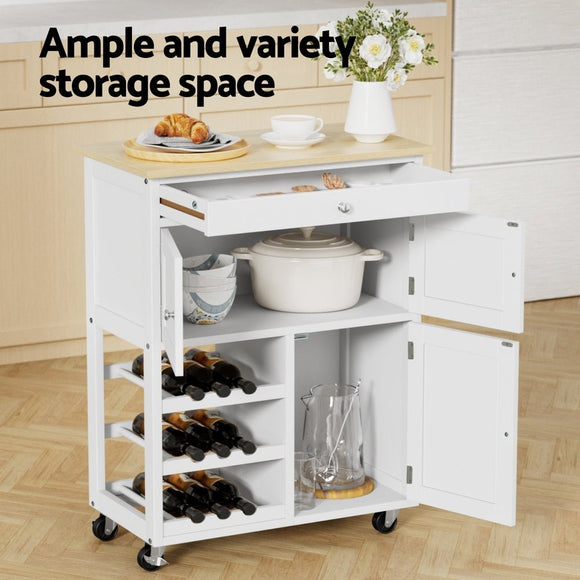 Artiss Kitchen Island Trolley Rolling Serving Cart Storage Cart Drawer Cupboard - RnR Galore