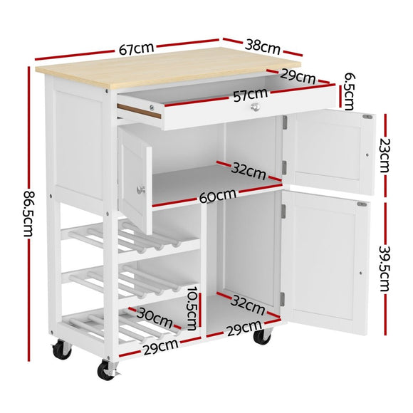 Artiss Kitchen Island Trolley Rolling Serving Cart Storage Cart Drawer Cupboard - RnR Galore