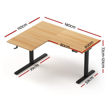 Artiss L - Shape Electric Standing Desk Sit Stand Up Height Adjustable Motorised - RnR Galore