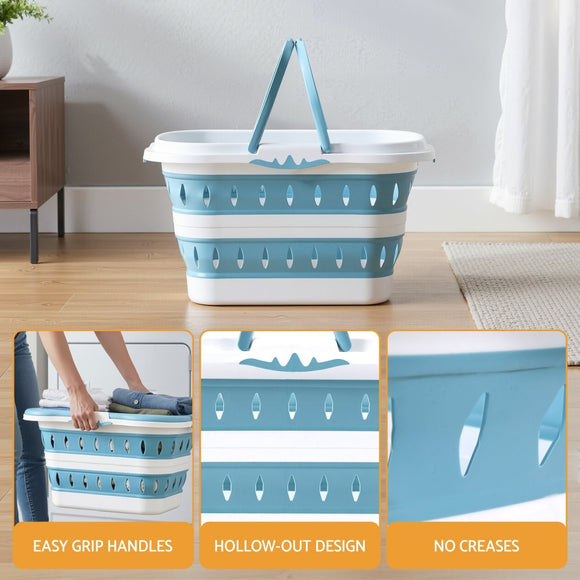 Artiss Laundry Basket Hamper Large Foldable Washing Clothes Storage Organiser Blue - RnR Galore