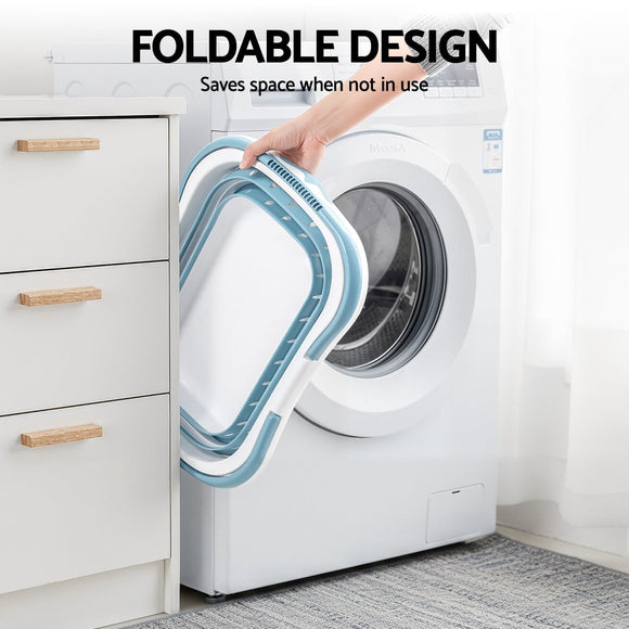 Artiss Laundry Basket Hamper Large Foldable Washing Clothes Storage Organiser Blue - RnR Galore