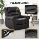 Artiss Leather Manual Recliner Chair with USB Charge Port, Overstuffed Armchair Sofa for Living Room and Nursery, Asjustable Theater Reclining Lounge with Comfortable Wide Seat, 150kg Capacity, Black - RnR Galore