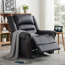 Artiss Leather Manual Recliner Chair with USB Charge Port, Overstuffed Armchair Sofa for Living Room and Nursery, Asjustable Theater Reclining Lounge with Comfortable Wide Seat, 150kg Capacity, Black - RnR Galore