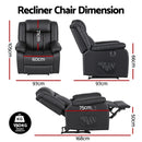 Artiss Manual Massage Recliner Chair for Living Room, Leather Sofa Lounge Reclining Chair with 2 USB Port, 160° Recline Reading Chair with 20CM Wide Armrests, 8 Point Vibration & Lumbar Heat, Black - RnR Galore