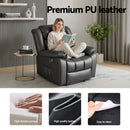 Artiss Manual Massage Recliner Chair for Living Room, Leather Sofa Lounge Reclining Chair with 2 USB Port, 160° Recline Reading Chair with 20CM Wide Armrests, 8 Point Vibration & Lumbar Heat, Black - RnR Galore