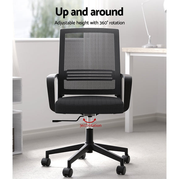 Artiss Mesh Office Chair Computer Gaming Desk Chairs Work Study Mid Back Black - RnR Galore