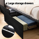 Artiss Metal Bed Frame Queen Size Storage Headboard Charge Station LED 4 Drawers - RnR Galore