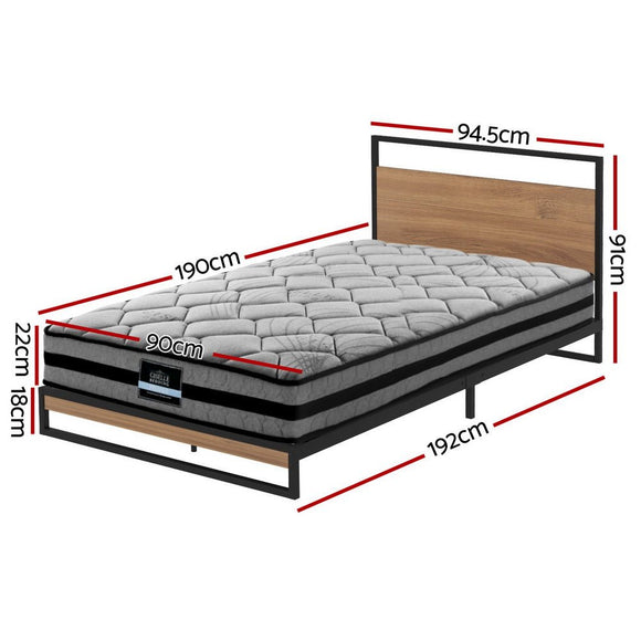 Artiss Metal Bed Frame Single Size Beds Platform with Mattress - RnR Galore