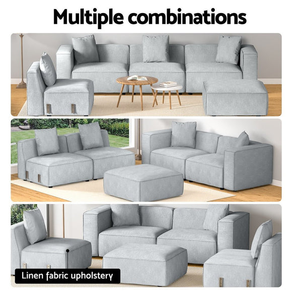 Artiss Modular Sofa Chaise Set 5 - Seater Grey - RnR Galore