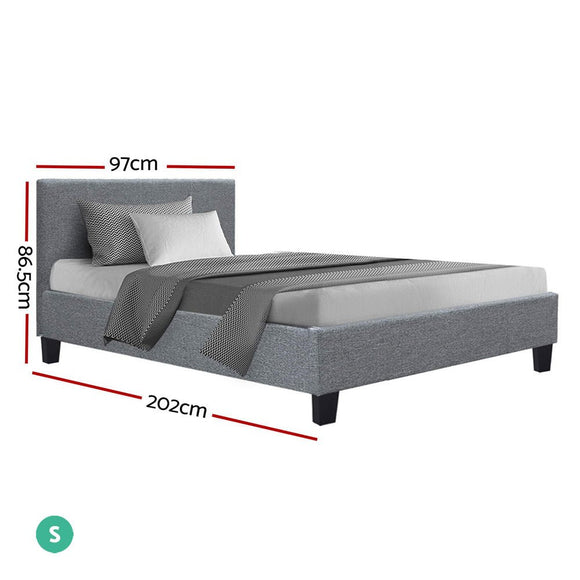 Artiss Neo Bed Frame Fabric - Grey Single - RnR Galore