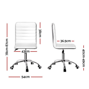 Artiss Office Chair Conference Chairs PU Leather Low Back White - RnR Galore