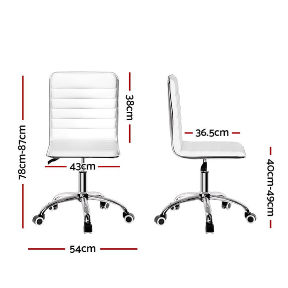 Artiss Office Chair Conference Chairs PU Leather Low Back White - RnR Galore