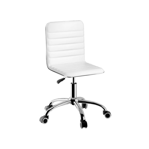 Artiss Office Chair Conference Chairs PU Leather Low Back White - RnR Galore