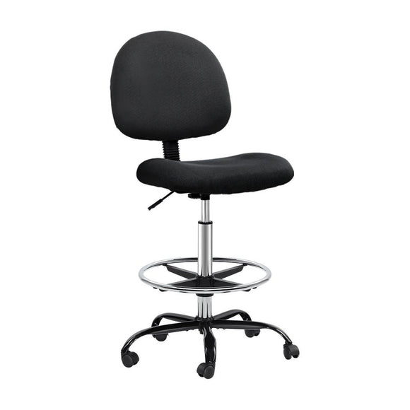 Artiss Office Chair Drafting Stool Fabric Chairs Black - RnR Galore