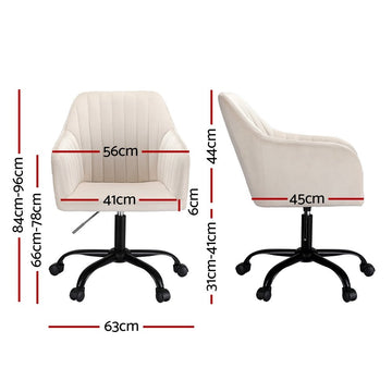 Artiss Office Chair Velvet Seat Cream - RnR Galore