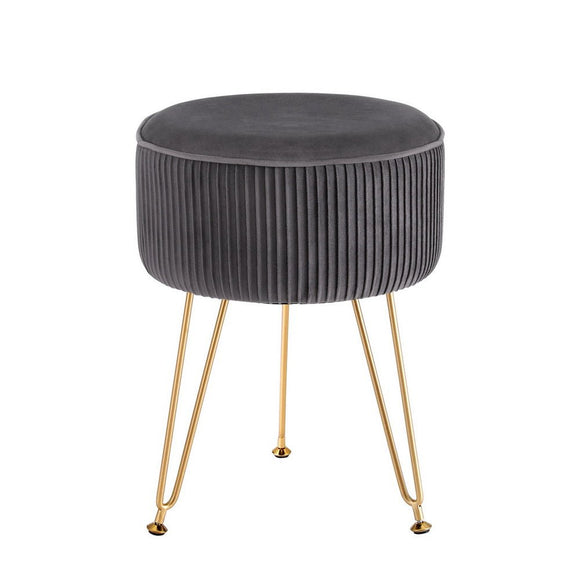 Artiss Ottoman Foot Stool Vanity Velvet Round Grey - RnR Galore