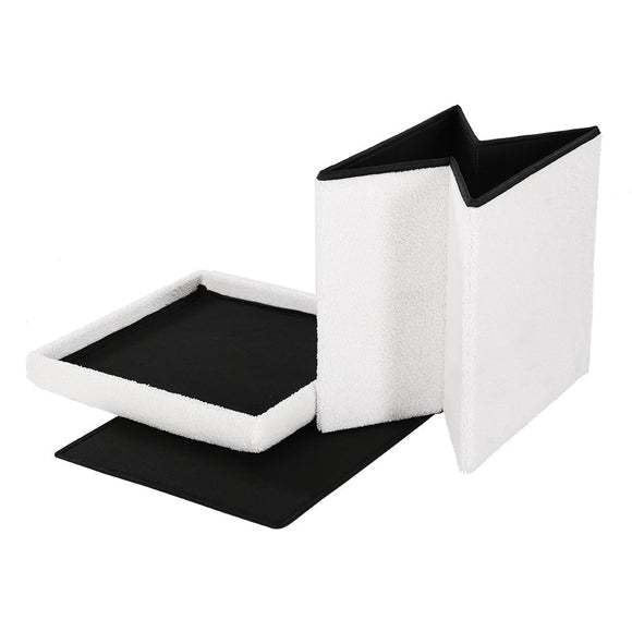 Artiss Ottoman Storage Foot Stool Vanity Square Teddy - RnR Galore