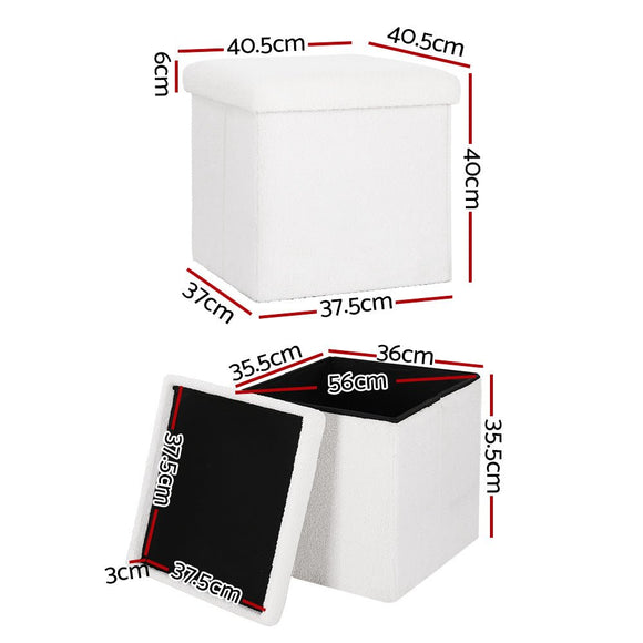 Artiss Ottoman Storage Foot Stool Vanity Square Teddy - RnR Galore