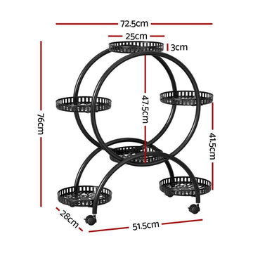 Artiss Plant Stand 6 Tier Metal Flower Pot Rack Wheels - RnR Galore