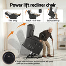 Artiss Power Lift Recliner Chair with Massage and Heat for Elderly, Electric Sofa Reclining Chair with USB and Phone Holder, PU Leather Comfy Armchair for Living Room, 2 Cup Holder & 4 Pockets, Black - RnR Galore