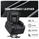 Artiss Power Lift Recliner Chair with Massage and Heat for Elderly, Electric Sofa Reclining Chair with USB and Phone Holder, PU Leather Comfy Armchair for Living Room, 2 Cup Holder & 4 Pockets, Black - RnR Galore
