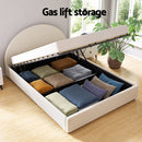 Artiss Queen Bed Frame Bedside Table Set Gas Lift Storage Base with Boucle Fabric Upholstered Headboard 2 Drawer Nightstand for Bedroom Furniture - RnR Galore