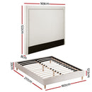 Artiss Queen Bed Frame Platform Bed Base Upholstered Headboard Linen Fabric Beige - RnR Galore
