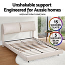 Artiss Queen Bed Frame RGB LED Floating Beds Adjustable Headboard Beige White - RnR Galore