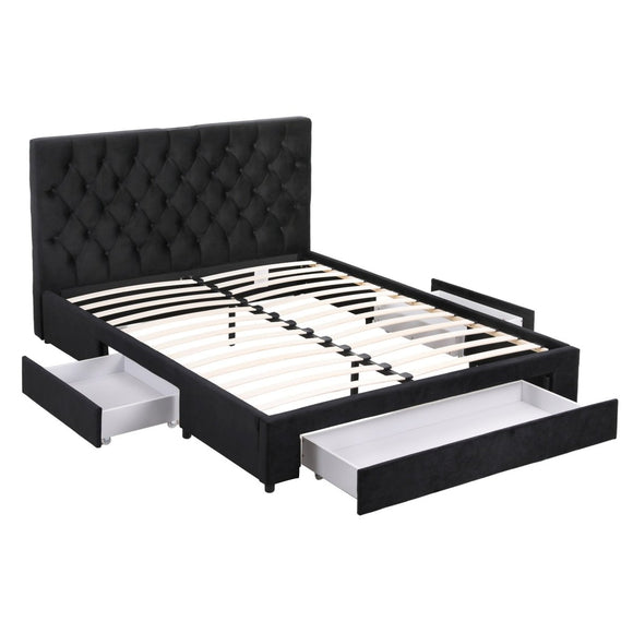 Artiss Queen Bed Frame Storage Charging Station Upholstered 3 Drawers USB Type - C - RnR Galore