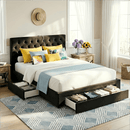 Artiss Queen Bed Frame Storage Charging Station Upholstered 3 Drawers USB Type - C - RnR Galore