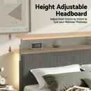 Artiss Queen Bed Frame Upholstered Adjustable Headboard Mood Lighting Heavy Duty Grey Velvet - RnR Galore