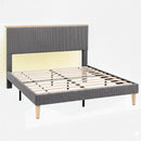 Artiss Queen Bed Frame Upholstered Adjustable Headboard Mood Lighting Heavy Duty Grey Velvet - RnR Galore