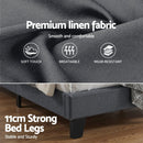 Artiss Queen Bed Frame Upholstered Platform Base with Geometric Headboard Charcoal Grey Linen Wood Slats for Modern Bedroom Furniture Home Decor - RnR Galore