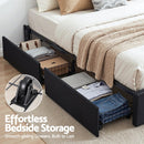 Artiss Queen Bed Frame with Storage Drawers RGB Lights Charging Station Upholstered Fabric - RnR Galore