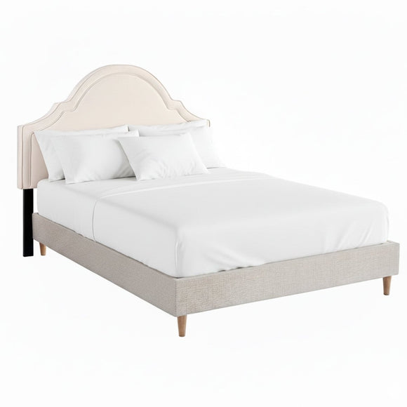 Artiss Queen Bed Frame with Storage Scalloped Velvet Headboard Wooden Platform Base - RnR Galore