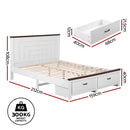 Artiss Queen Wooden Bed Frame with 2 Drawer Platform Bed with 108cm Solid High Headboard White Bed Base for Bedroom Easy Assembly - RnR Galore