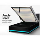 Artiss RGB LED Bed Frame King Single Size Gas Lift Base Storage Leather LUMI - RnR Galore