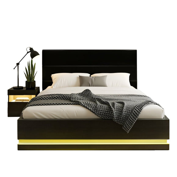 Artiss RGB LED Double Bed Frame with Beside Table Set 16 Colour Mood Lighting - RnR Galore