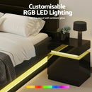 Artiss RGB LED Queen Bed Frame with 2 Beside Tables Set 16 Colour Mood Lighting - RnR Galore