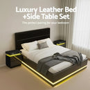 Artiss RGB LED Queen Bed Frame with 2 Beside Tables Set 16 Colour Mood Lighting - RnR Galore