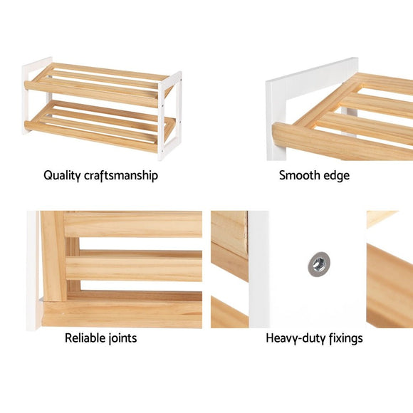Artiss Shoe Rack 2 Tier 6 Pairs White Kara - RnR Galore