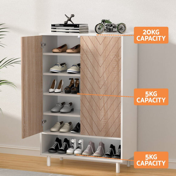 Artiss Shoe Rack Cabinet 24 Pairs 6 - tier White - RnR Galore