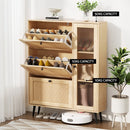 Artiss Shoe Rack Cabinet 3 Flip - out Drawers Pine - RnR Galore