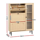 Artiss Shoe Rack Cabinet 3 Flip - out Drawers Pine - RnR Galore
