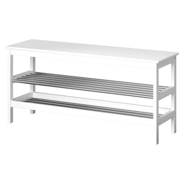 Artiss Shoe Rack Cabinet Bamboo Bench 10 Paris White - RnR Galore