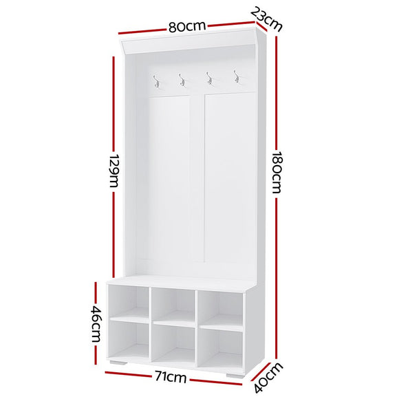 Artiss Shoe Rack Cabinet Hall Tree Coat Rack 180CM White - RnR Galore