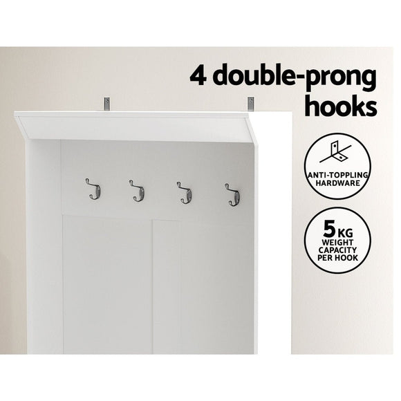 Artiss Shoe Rack Cabinet Hall Tree Coat Rack 180CM White - RnR Galore
